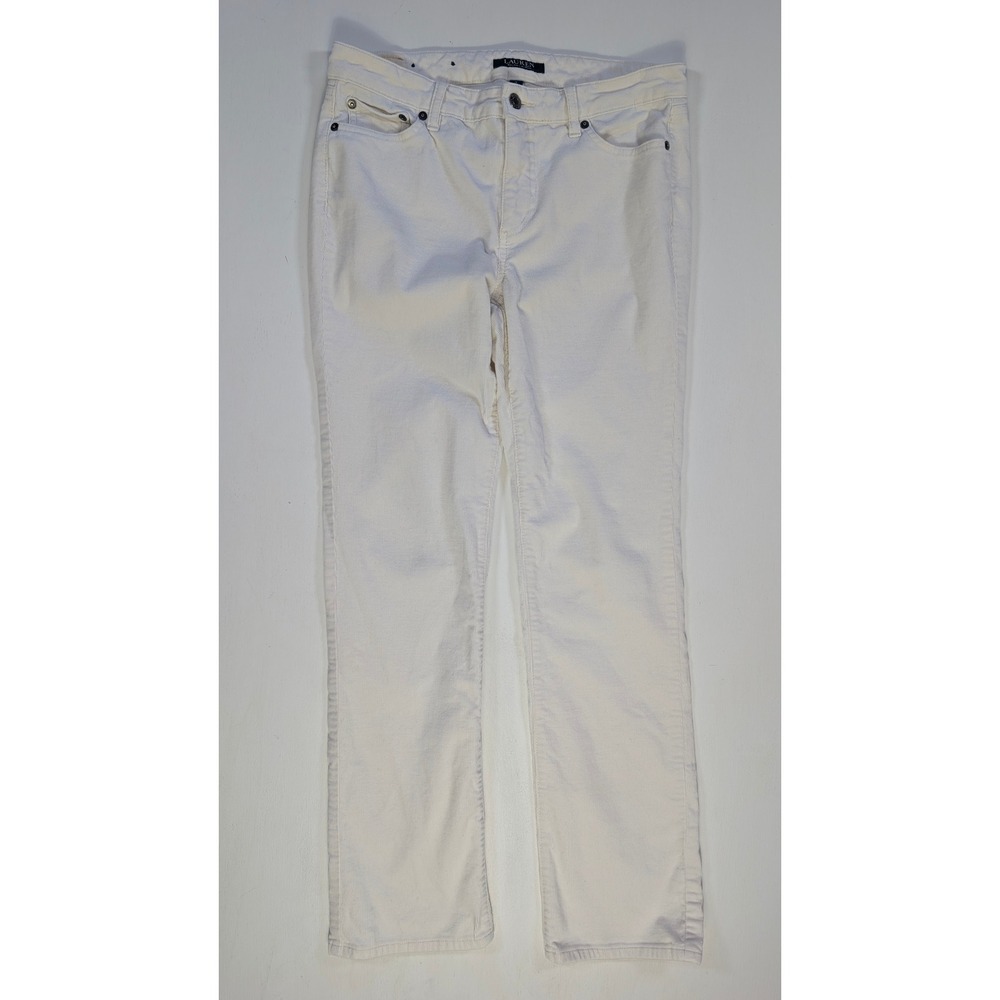 Lauren Ralph Lauren Premier Straight Corduroy Pants Off White Cream Womens 4